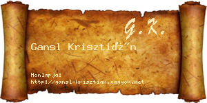 Gansl Krisztián névjegykártya